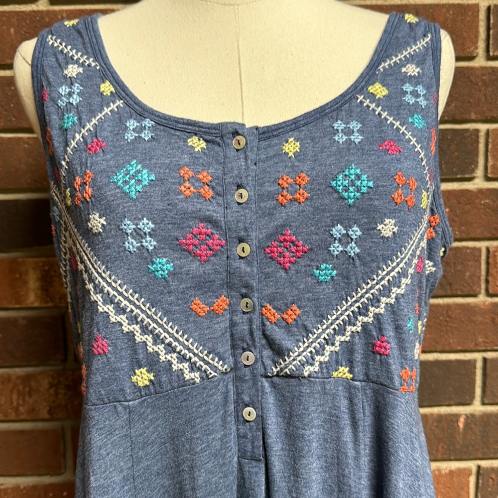 Johnny Was Blue Embroidered Dress